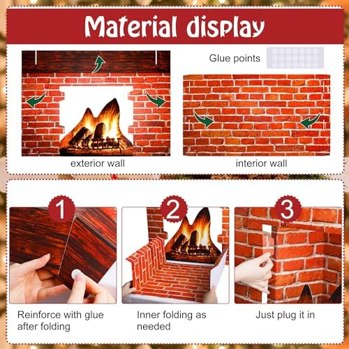 Purple Star 1N Christmas Cardboard Fireplace Prop