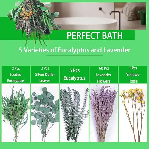 70pcs Dried Lavender and Eucalyptus Mix for Shower Hanging
