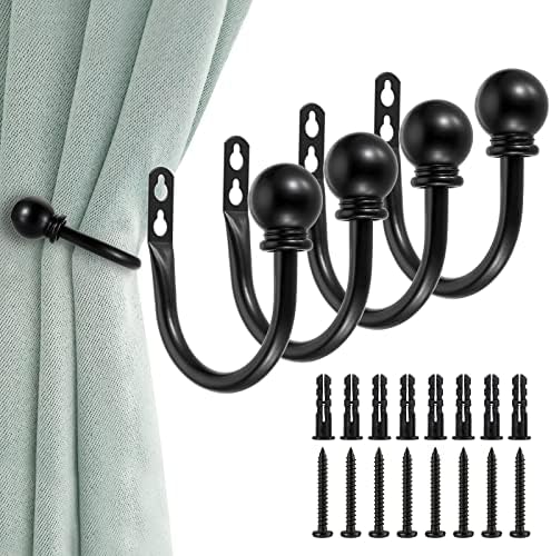 Sumnacon Set of 4 Decorative Curtain Holdbacks Black