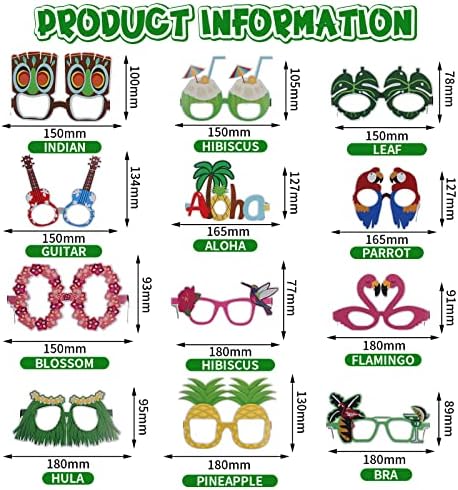 Jerify Funny Luau Party Sunglasses Set 24 Pieces