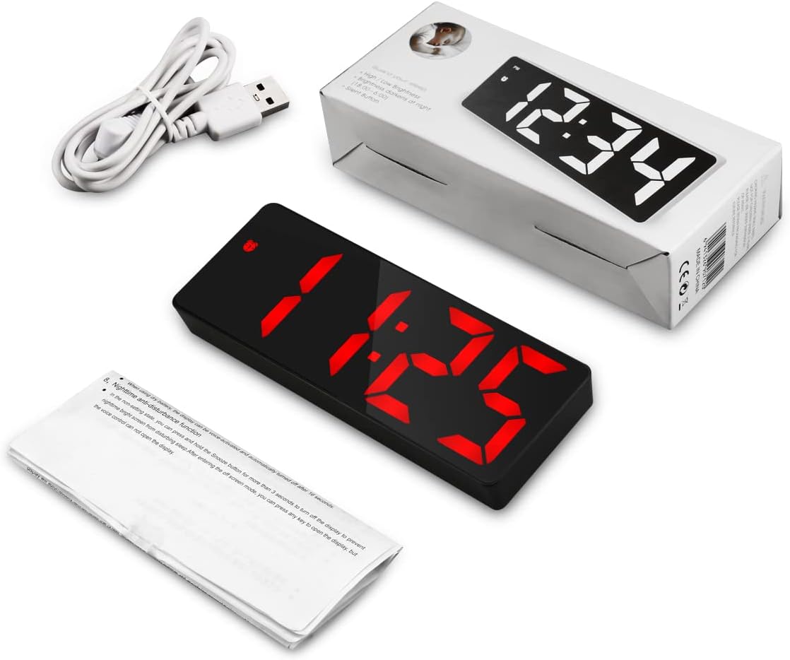 ORIA LED Alarm Clock with Snooze and 3 Brightness Levels