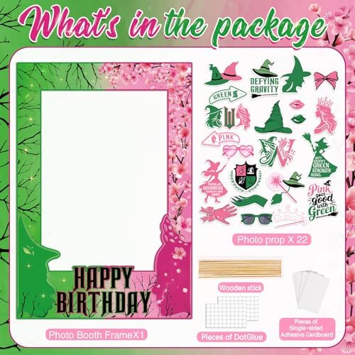 Pink and Green Birthday Photo Booth Props Kit
