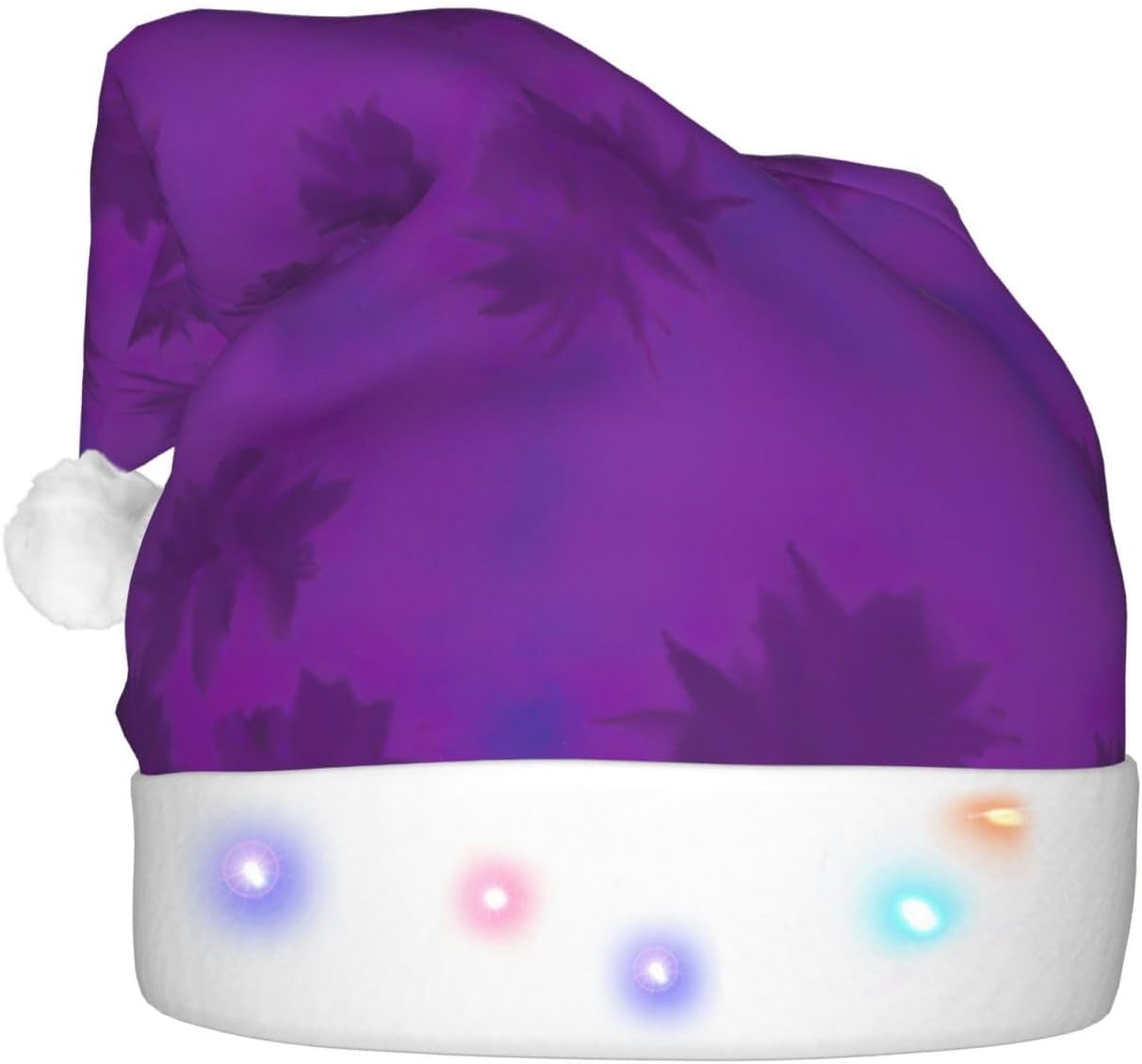 QINZHENG Purple Haze04 Print Santa Hat with LED Lights