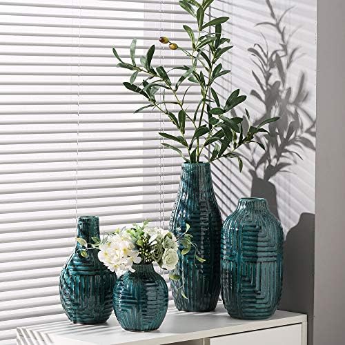 Hjn Ceramic Teal Vase 106 Height Modern Decor