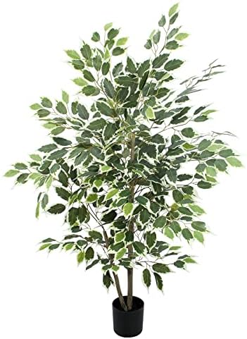 YEPDIN Artificial Ficus Tree 4 Feet Tall Silk Fake Tree with Pot