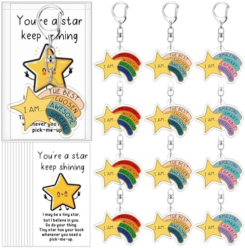 Henoyso 36 Sets Rainbow Star Keychain Bulk