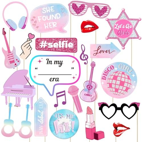 22 Pcs Music Themed Photo Booth Props for Girls Parties
