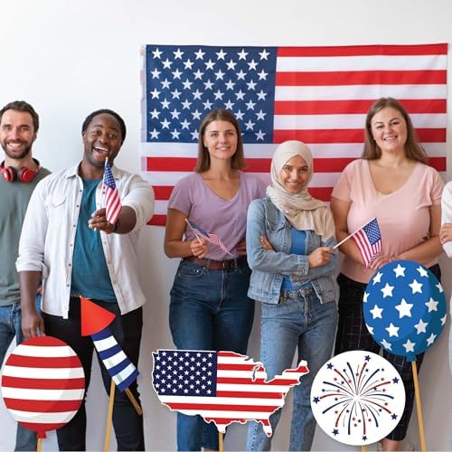 4th of July Photo Booth Props - 41pc Patriotic Party Decor Kit
