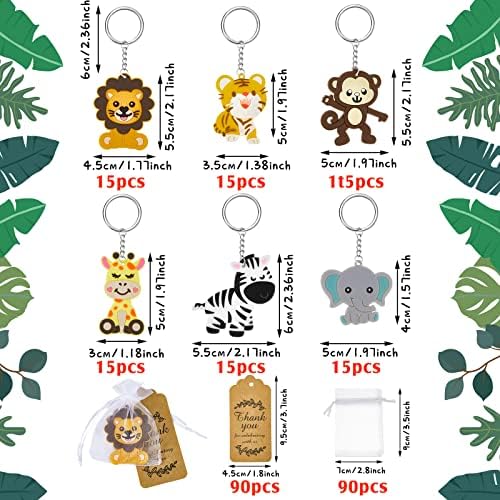 270 Pieces Jungle Animal Keychain Party Favor Set