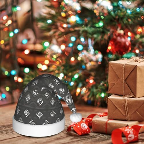 Classic Grey Tribal Santa Hat Set for Adults