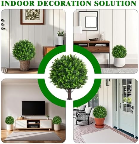 Artificial Topiary Trees with Eucalyptus Set of 2
