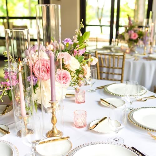 18 Pcs Open Ended Clear Glass Hurricane Candle Holders