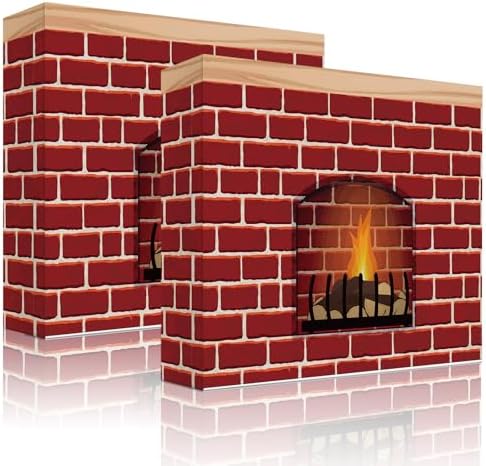 Zhanmai Christmas Faux Fireplace 2 Pcs Decor Prop