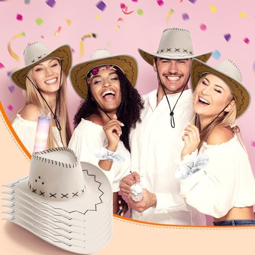 Zhanmai 12 Piece Cowboy Hats and Bandanas Set