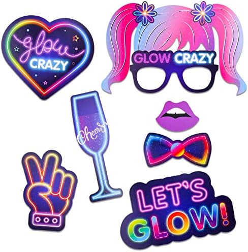 25 Piece Neon Glow Photo Booth Props Set
