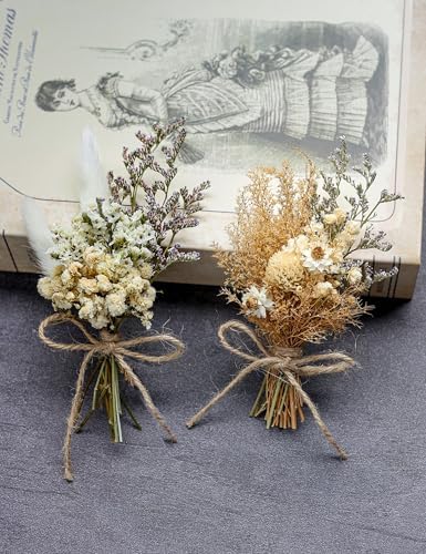 Mini Dried Flower Bouquet Set Brown 12PCS