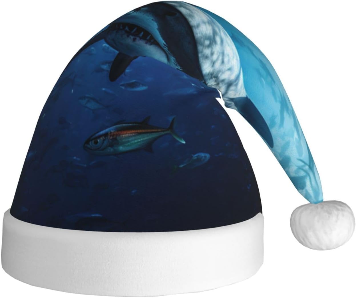 Personalized Santa Hat with Shark Print for Women