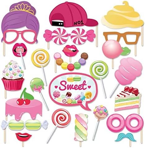 25 Pcs Candy Photo Booth Props with Stick