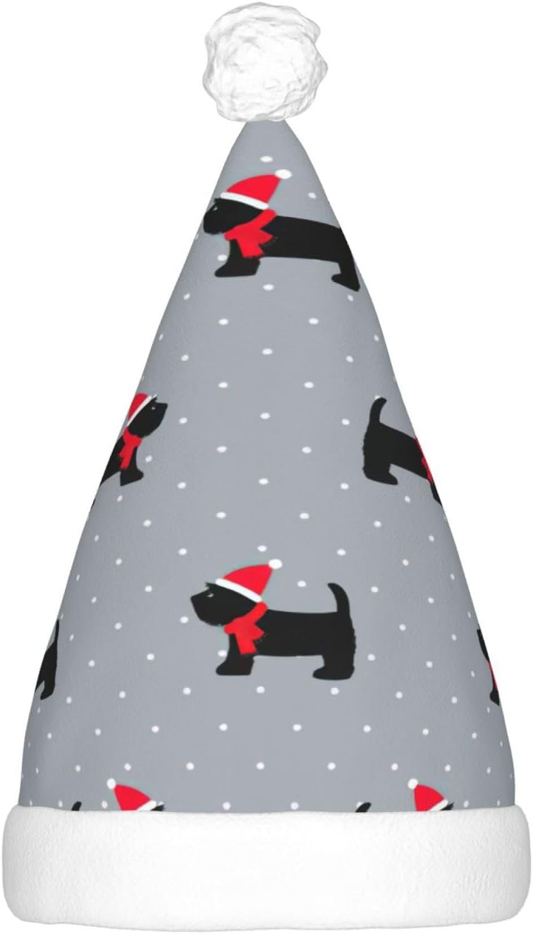 Cute Dogs Xmas Print Christmas Hat for Kids Adults Unisex