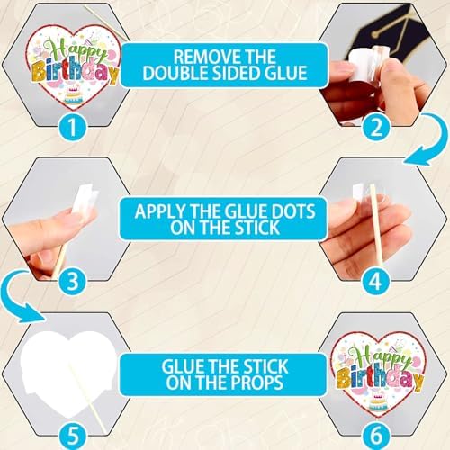 Duormal Colorful Birthday Photo Booth Props Kit