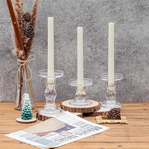 YAKii Clear Glass Candle Holder Set of 3