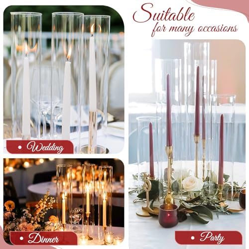18 Pcs Open Ended Clear Glass Hurricane Candle Holders