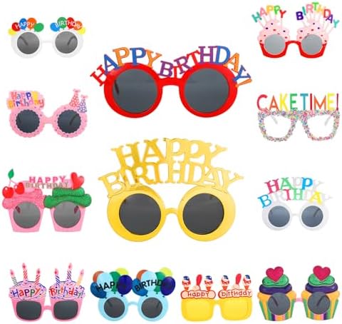 12 Pcs Birthday Sunglasses Funny Photo Booth Props for Adults