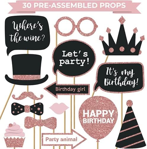 Fully Assembled Birthday Photo Booth Props 30 Piece Set