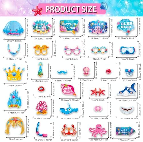 30 Pcs Under The Sea Photo Booth Props
