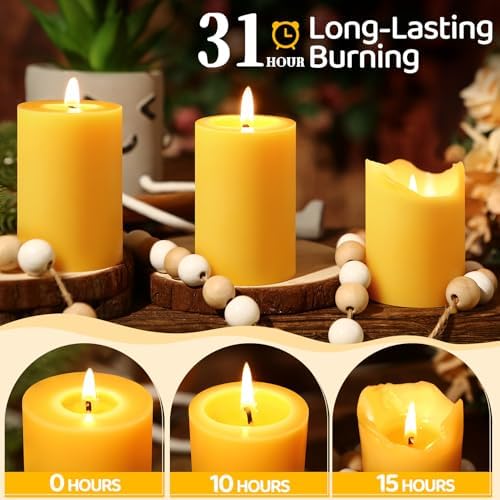 2x3 Inch Beeswax Pillar Candles Set of 3