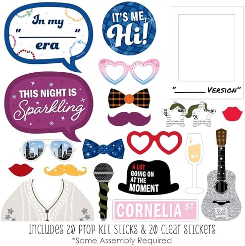 Big Dot of Happiness Party Era Photo Booth Props - 20 Ct