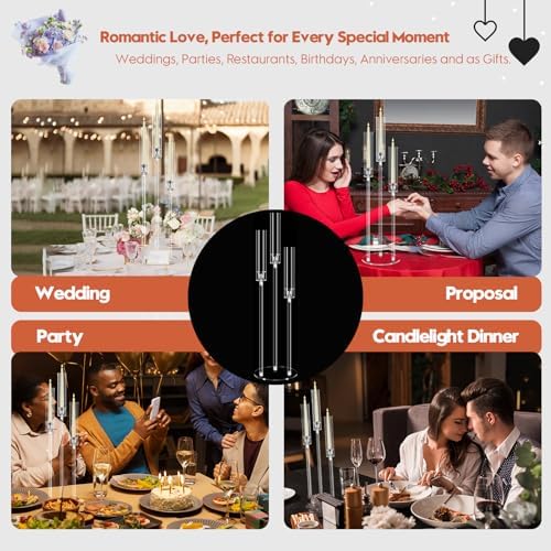 6 Set 3 Arm Clear Candelabra Candle Holder