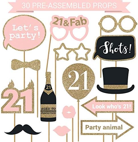 Perfect Occasion 21st Birthday Photo Booth Props Set of 30