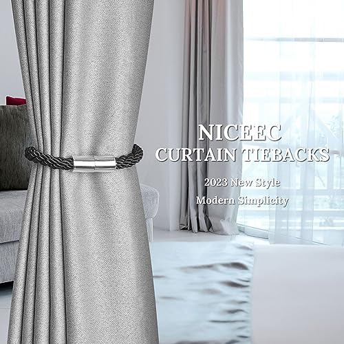 NICEEC 2 Pack Magnetic Curtain Tiebacks Modern Design