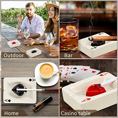 Amylove 2 Pcs Cool Ceramic Ashtray Set with Poker Design