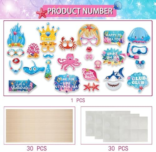 30 Pcs Under The Sea Photo Booth Props
