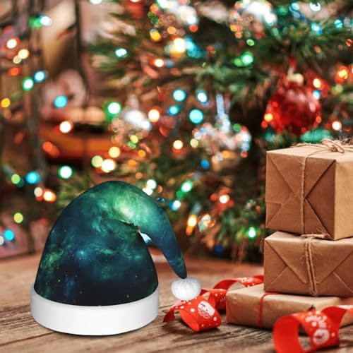 Galaxy Green Print Personalized Santa Hat for Women