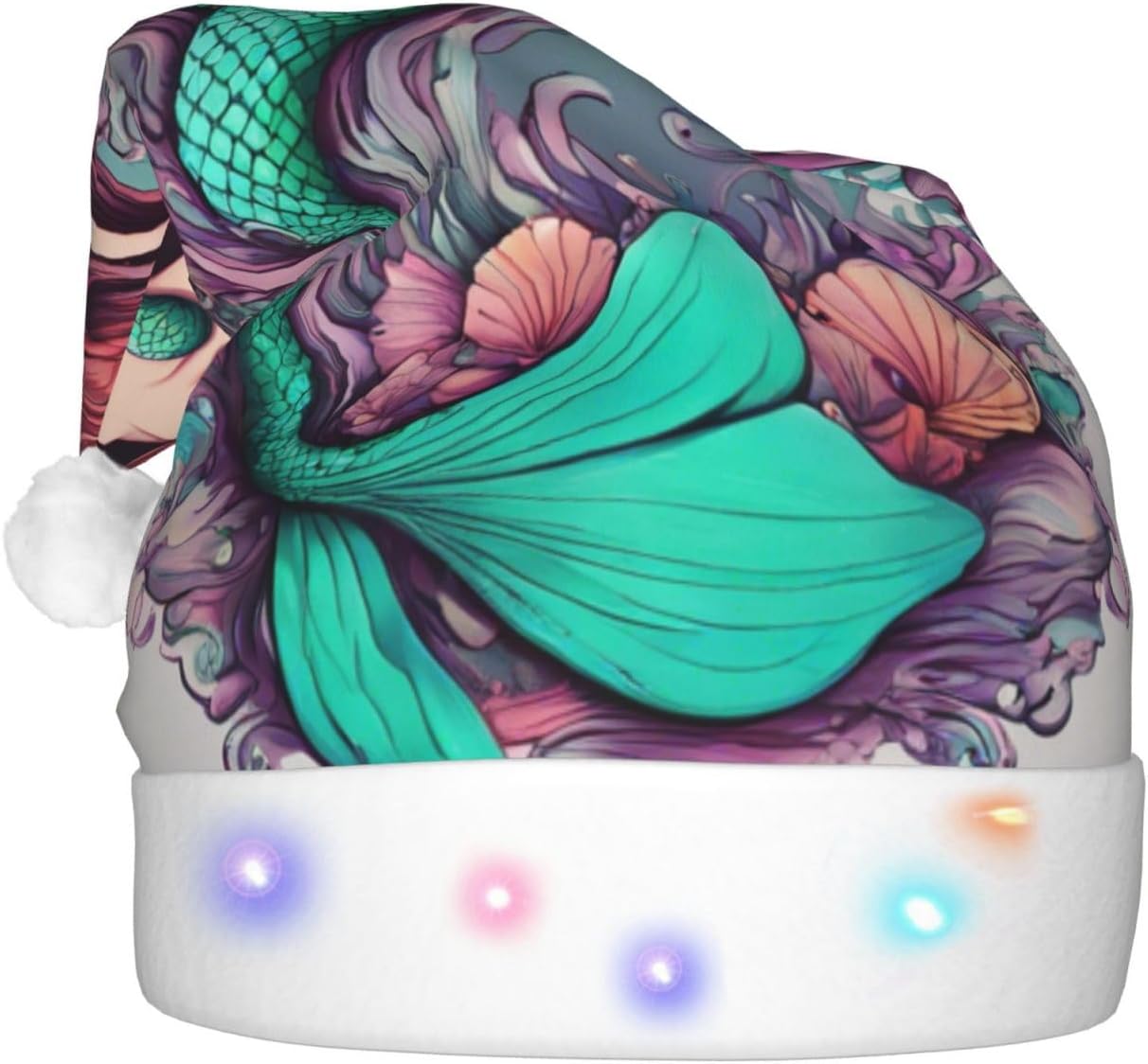 QINZHENG Mermaid Santa Hat with LED Lights