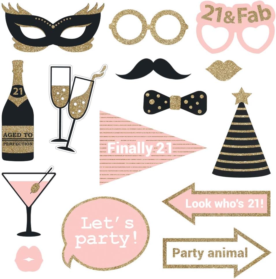 Perfect Occasion 21st Birthday Photo Booth Props Set of 30