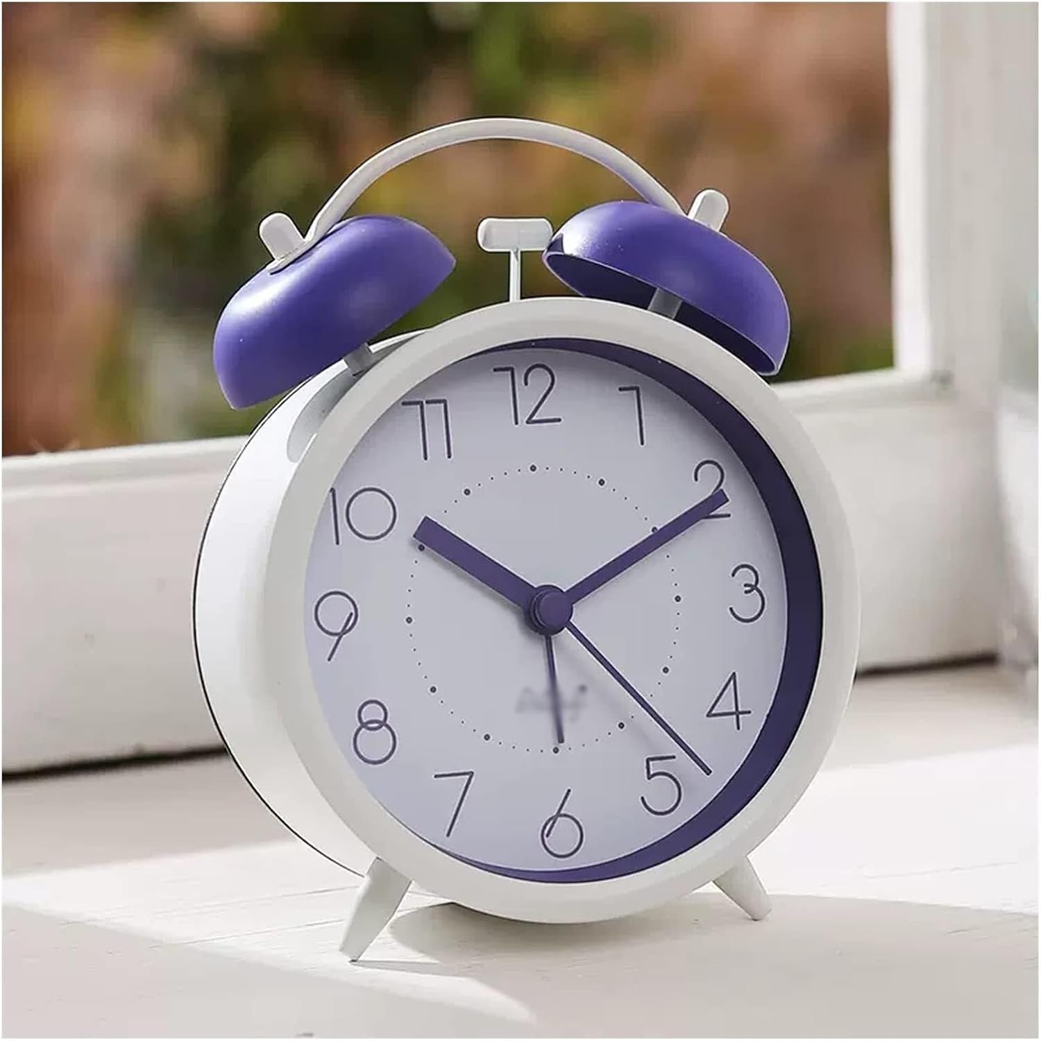 4 Inch Silent Non Ticking Analog Alarm Clock with Backlight and Double Bell