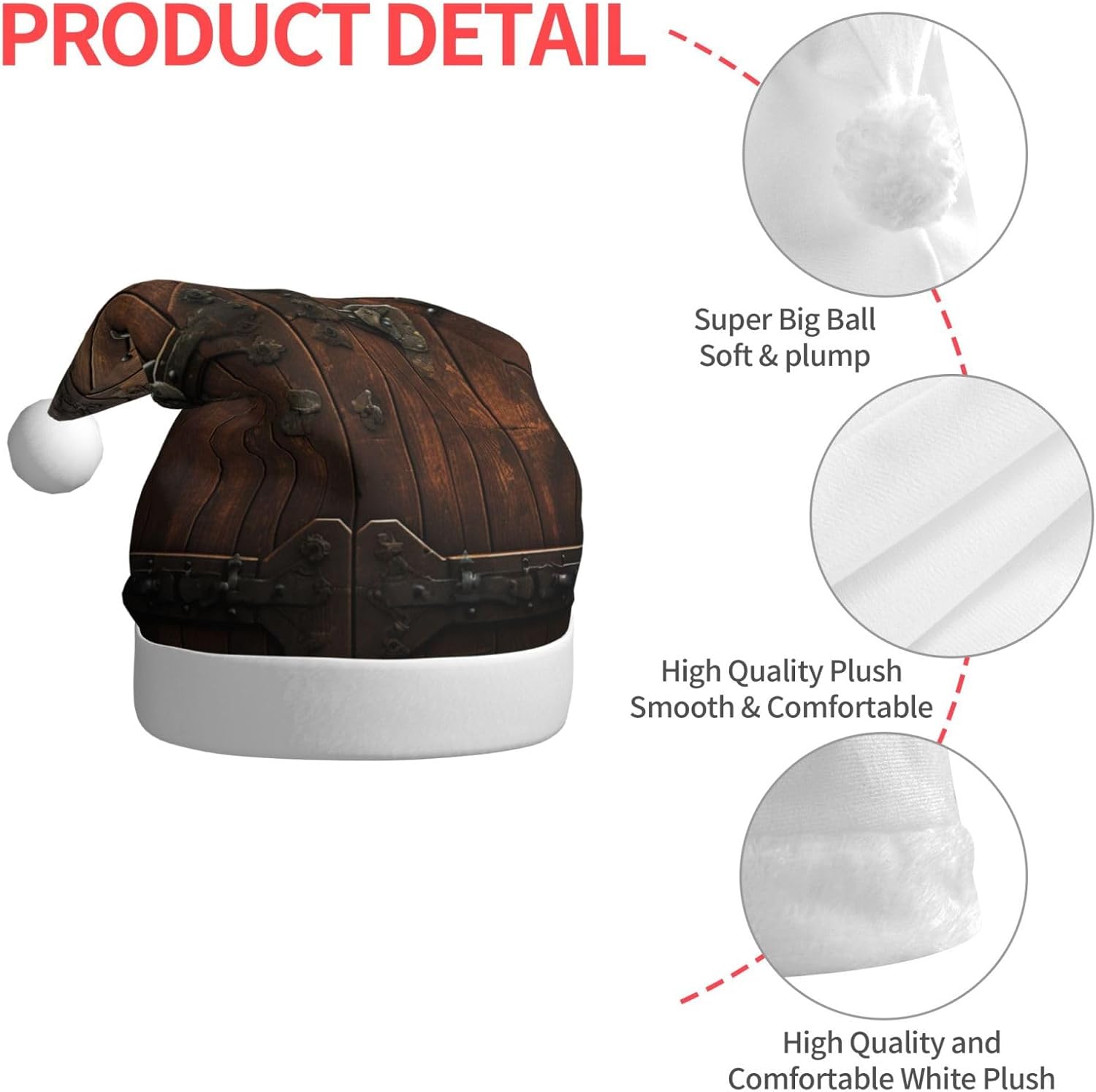 Rustic Style Plush Santa Christmas Hat for Adults