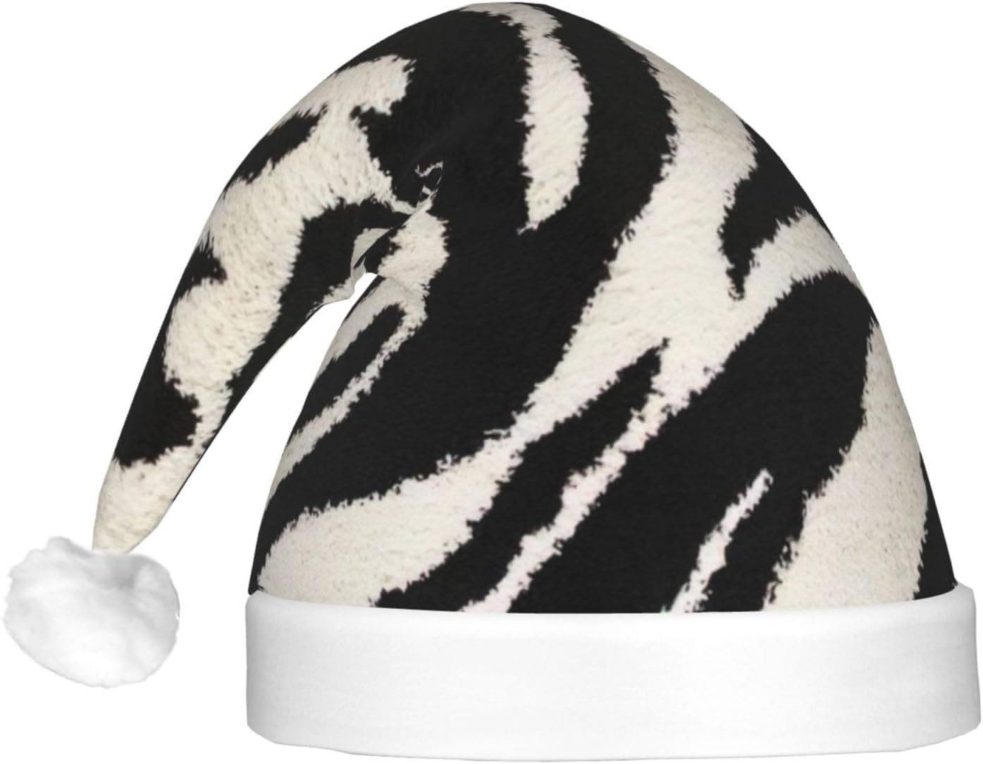 QINZHENG Zebra Print Santa Hat with LED Lights for Adults Christmas Party