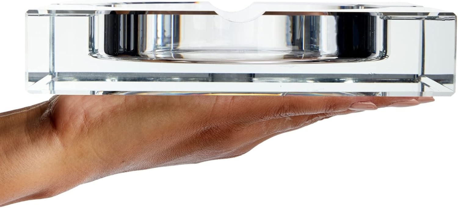 Juvale Glass Crystal Ashtray with 4 Slots for Cigars