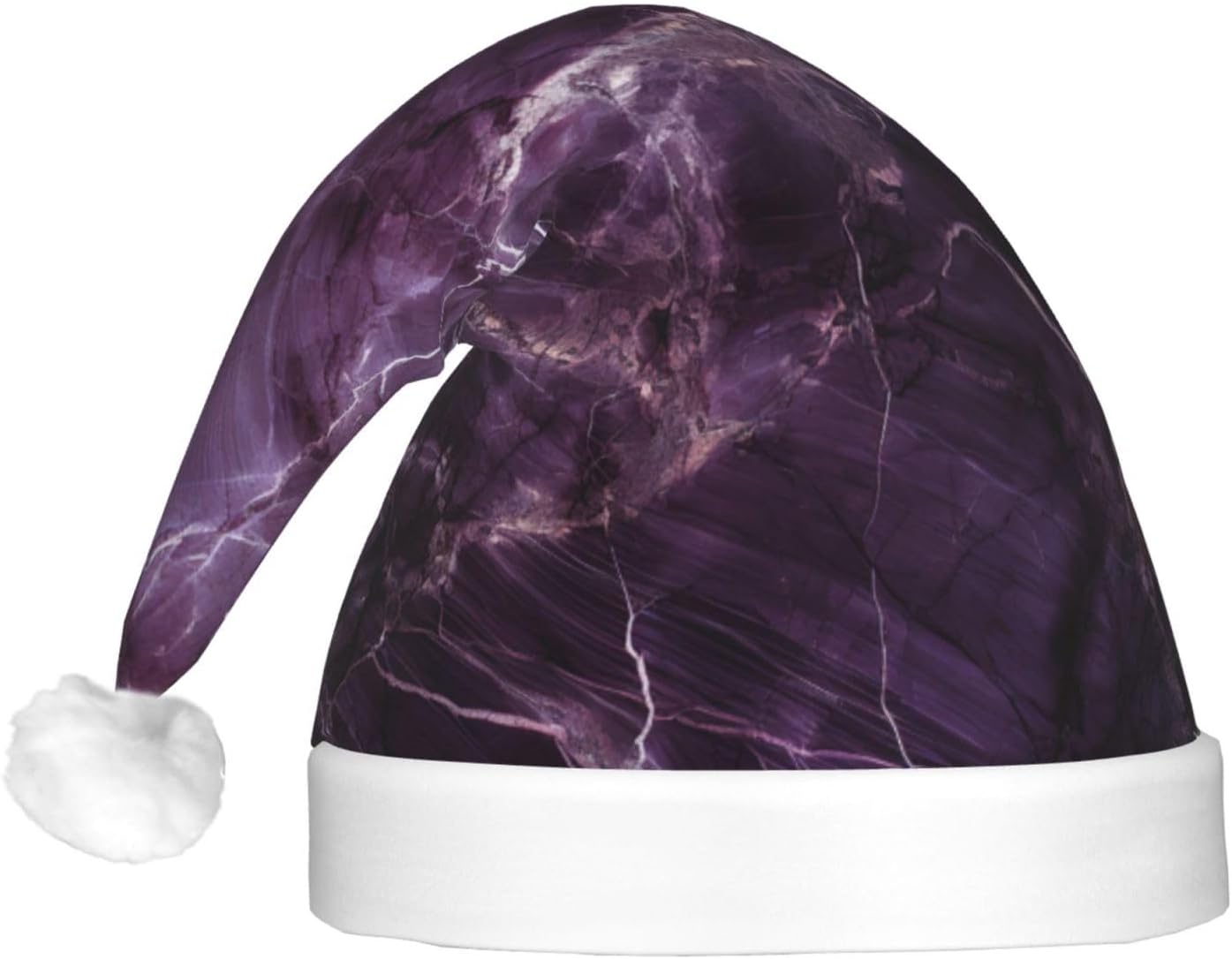 QINZHENG LED Purple Marble Santa Hat for Christmas Party