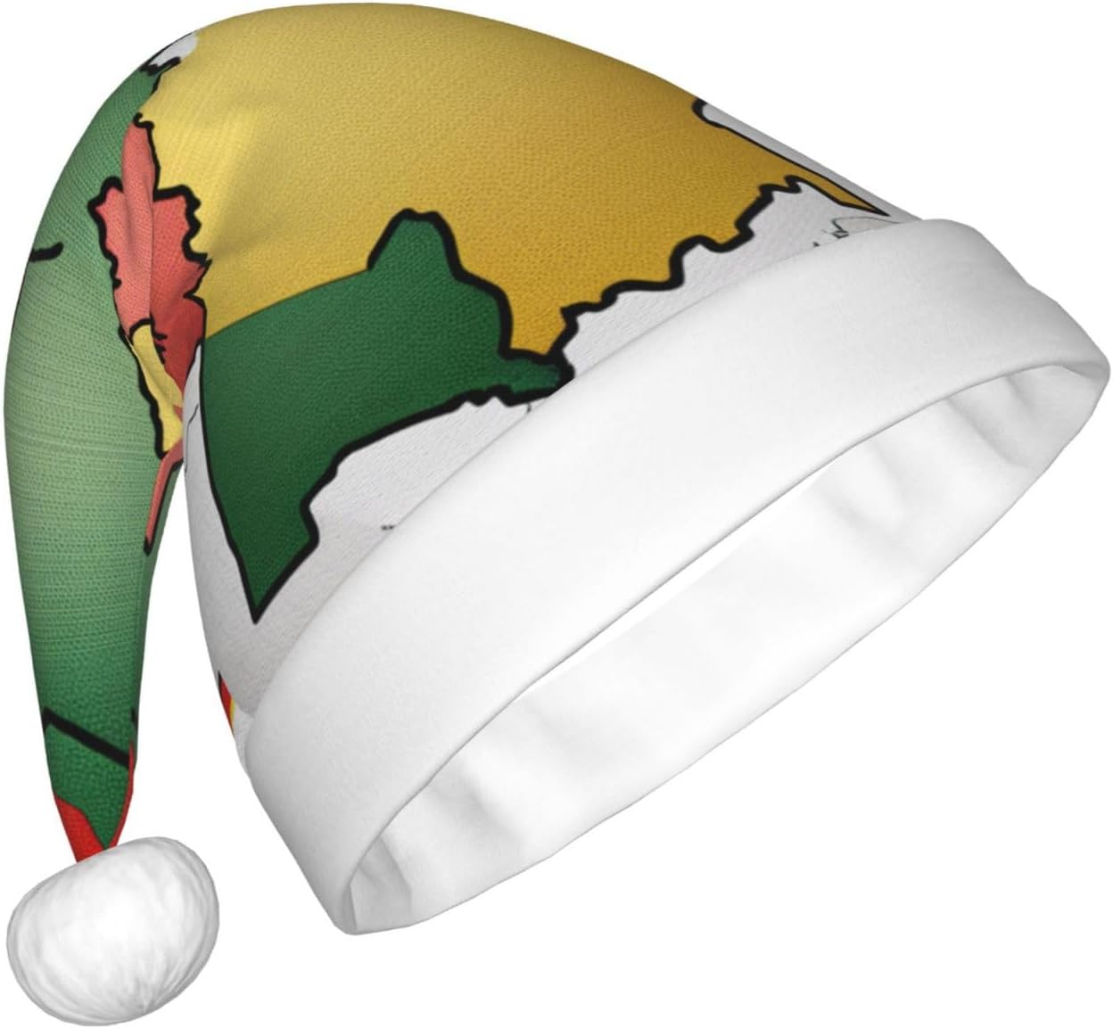 QINZHENG Abstract German Flag Santa Hat Velvet Plush Christmas Gift for Women