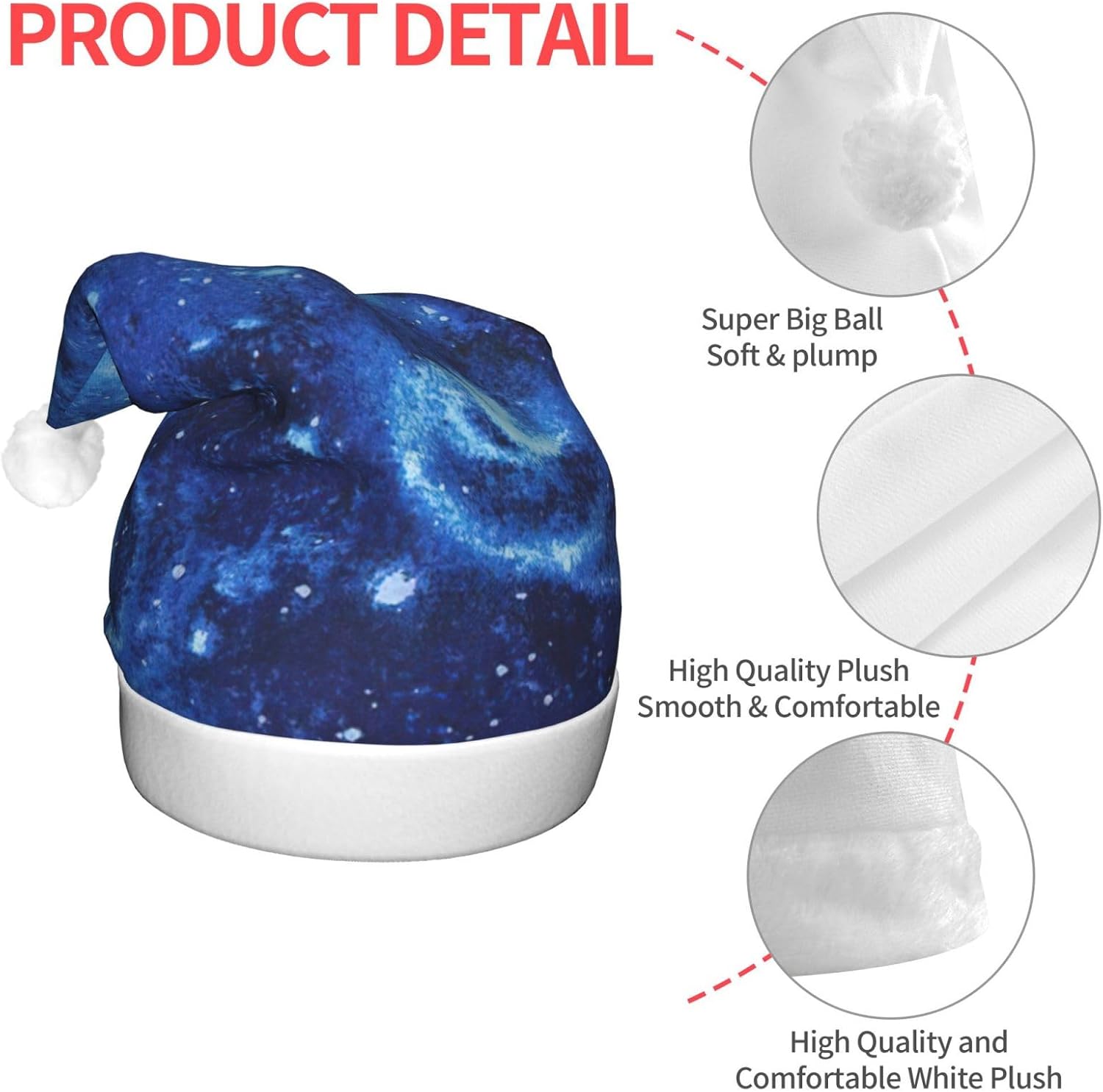 QINZHENG Blue Universe LED Santa Hat for Christmas Party