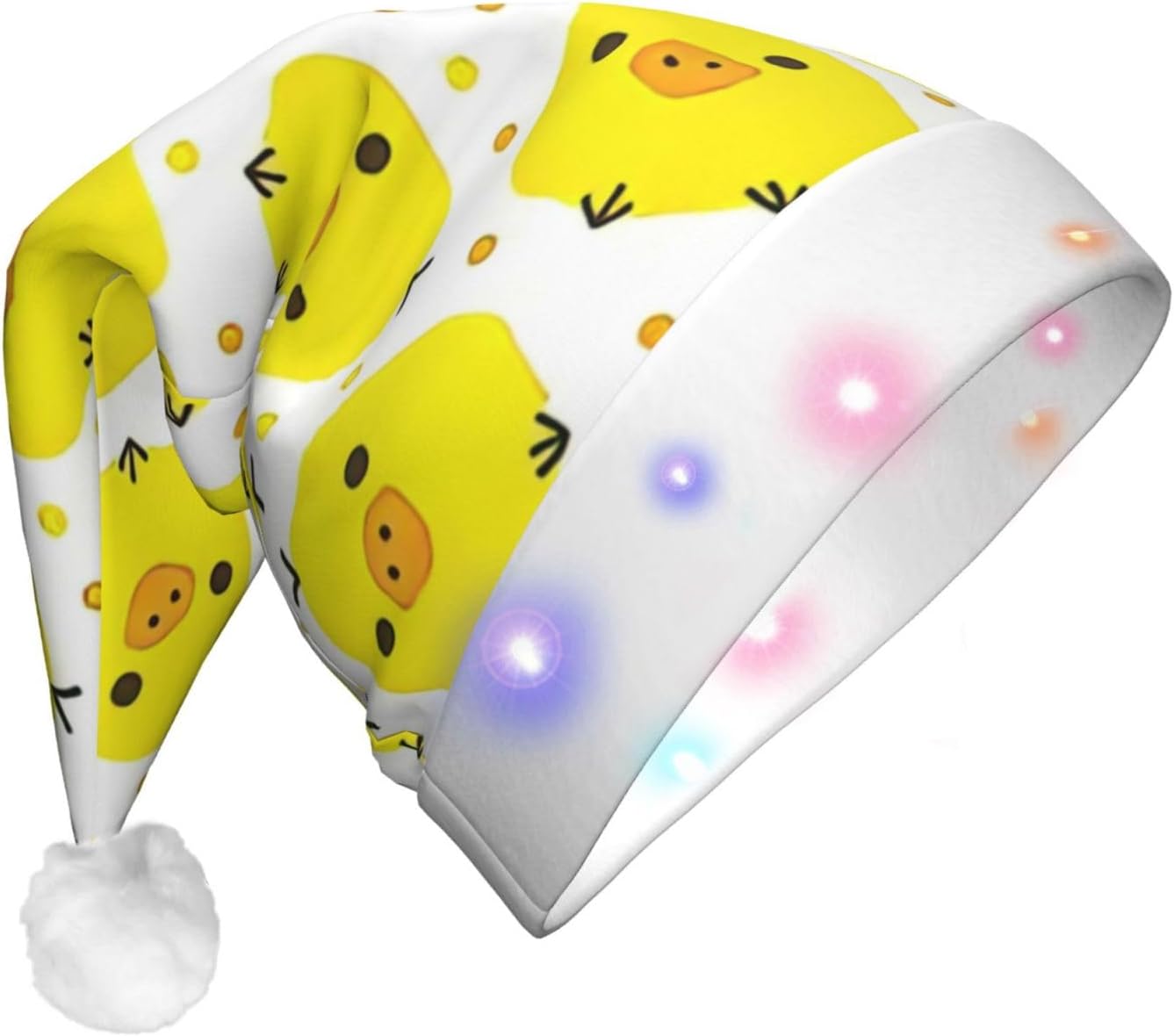 QINZHENG Yellow Chicken Santa Hat with LED Lights