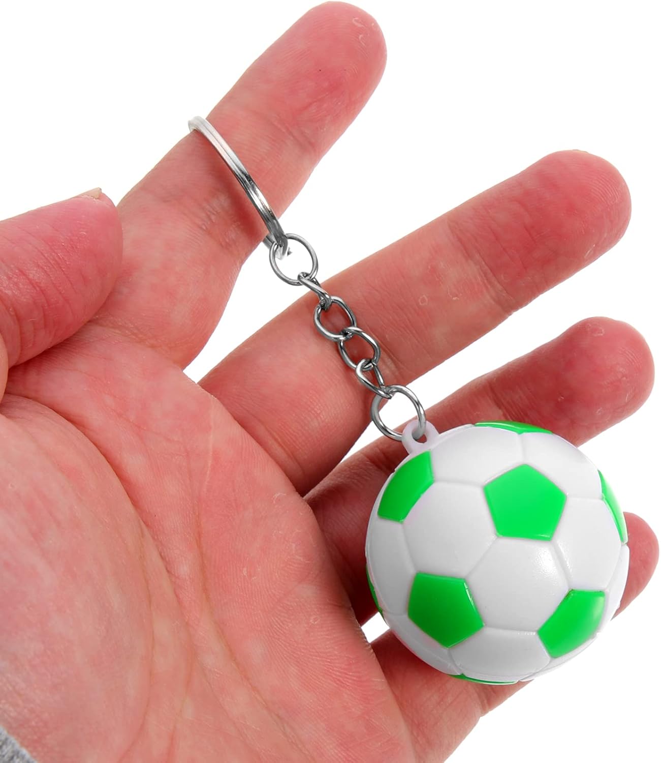 LOGOFUN 24 Pcs Soccer Ball Keychain Set Purple Green
