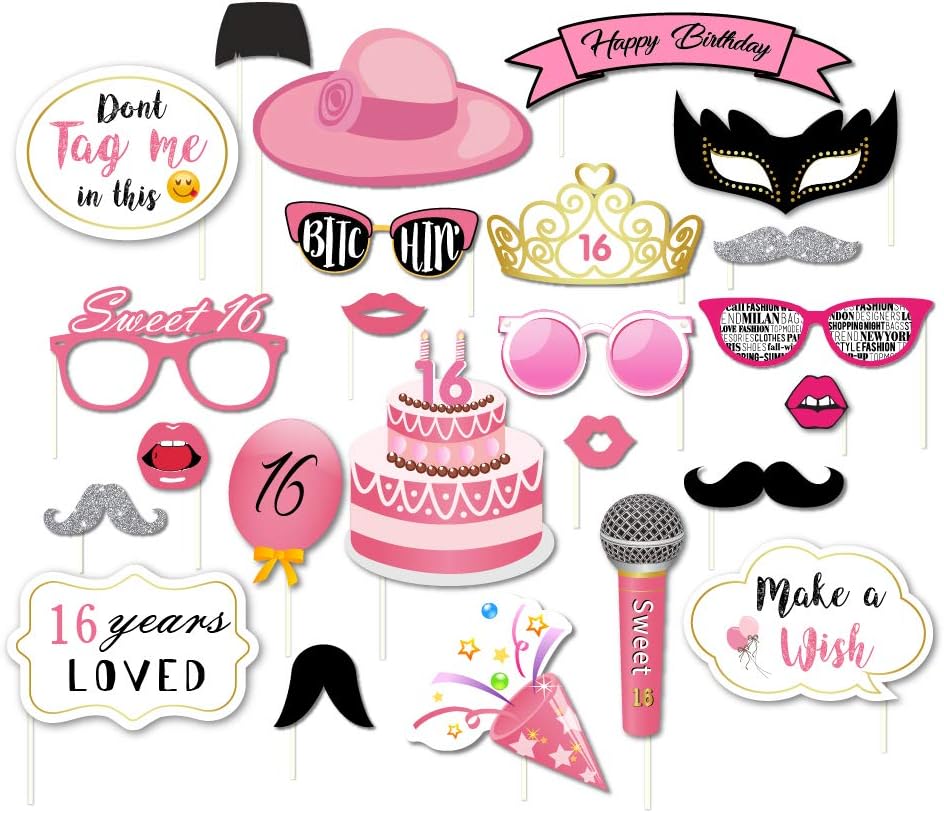 CC HOME Sweet 16 Photo Booth Props 44 Pcs