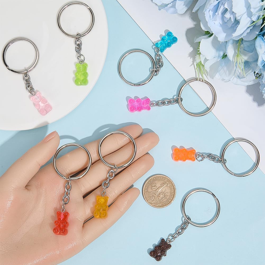 CRASPIRE 27 Pcs Candy Colored Bear Keychains